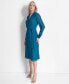 ფოტო #3 პროდუქტის Women's Crinkle Polo-Collar Tie-Waist Dress