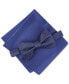 Men's Grid Pre-Tied Bow Tie & Solid Pocket Square Set, Created for Macy's