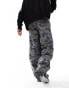 COLLUSION pull on adjustable waist baggy skate pant in camo