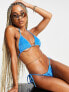 New Girl Order festival tie side bikini bottom in cobalt towelling