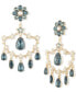 Фото #1 товара Gold-Tone Pavé, Stone & Imitation Pearl Flower Chandelier Earrings