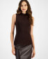 ფოტო #1 პროდუქტის Women's Mock Neck Sleeveless Knit Top