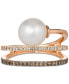 ფოტო #2 პროდუქტის Vanilla Pearl (8mm) & Diamond (3/8 ct. t.w.) Coil Ring in 14k Rose Gold