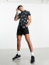 ASOS DESIGN stretch skinny shirt in black and blue floral print