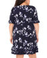 Фото #4 товара Plus Size Printed 3/4-Sleeve Flounce Trim Dress