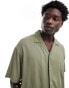 ADPT oversized revere collar shirt in khaki