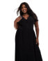 ASOS DESIGN Curve v neck with channelled waist maxi dress in black