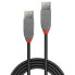 Фото #2 товара Lindy 5m USB 2.0 Type A to A Cable, Anthra Line, 5 m, USB A, USB A, USB 2.0, 480 Mbit/s, Black