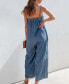 Фото #2 товара Women's Denim Wide Leg Cami Jumpsuit