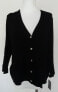 Фото #3 товара Alfani women's Sweater Long Sleeve Button Down cardigan Black White 0X