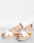 ASOS DESIGN Wide Fit Teegan knotted flatform sandals in white