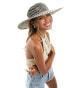 South Beach open weave wide brim hat in monochrome