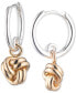 Two-Tone Knot Charm Hoop Earrings