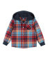 ფოტო #3 პროდუქტის Toddler/Child Boys Navy & Red Plaid Hooded Flannel Set