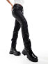 ONLY Riley high waisted coated straight leg jeans in black