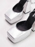 Topshop – Sapphire – Zweiteilige Schuhe aus hochwertigem Leder in Silber mit Plateausohle