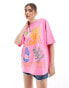 Фото #1 товара ASOS DESIGN oversized t-shirt with dolce vita art graphic in bright pink