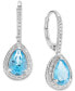 ფოტო #1 პროდუქტის Blue Topaz (1-1/6 ct. t.w.) & Diamond (1/6 ct. t.w.) Halo Leverback Drop Earrings