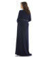 Фото #2 товара Plus Size Beaded Belt Jersey Faux Wrap Long Sleeve Gown