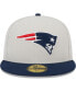 ფოტო #3 პროდუქტის Men's Khaki, Navy New England Patriots Super Bowl Champions Patch 59FIFTY Fitted Hat