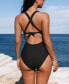 Women's Release Happiness Ruched Cross Back One Piece Swimsuit