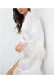 Women's Silk Robe - Short - Ostrich Feather Trim Hem and Sleeve - Silk Collection