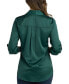 ფოტო #2 პროდუქტის Juniors' Satin Roll-Tab-Sleeve Button-Down Blouse