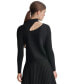 ფოტო #3 პროდუქტის Women's Ribbed Cutout Mock Neck Sweater