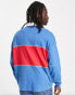 ASOS DESIGN oversized long sleeve rugby polo in blue & red colour block with France print