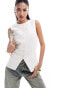 Фото #2 товара Abercrombie & Fitch linen blend waistcoat vest in white