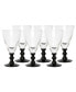 Black Stemmed Wine Glasses, Set of 6