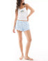 ASOS DESIGN croissant print cami vest & frill hem short pyjama set