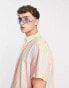 ASOS DESIGN relaxed linen shirt in pastel stripe