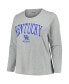 Women's Heather Gray Kentucky Wildcats Plus Size Arch Over Logo Scoop Neck Long Sleeve T-shirt