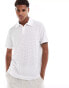 ASOS DESIGN polo in white crochet texture Белый, XS - Chest 36 - фото #1