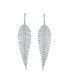 Фото #2 товара Modern Statement Bride Bridal Large Long Linear Leaf Pave CZ Cubic Zirconia Chandelier Earrings For Women Wedding Prom Rhodium Plated Brass