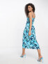 Vila cami maxi dress in blue swirl print