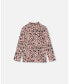 ფოტო #1 პროდუქტის Toddler Girls Long Sleeve Mock Neck Top Pink Printed Leopard Flowers - Toddler|Child