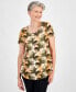 Фото #1 товара JM Collection Women's Printed Scoop-Neck Short-Sleeve Top, Created for Macy's
