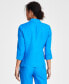 Фото #2 товара Women's Linen-Blend Notched-Collar 3/4-Sleeve Jacket