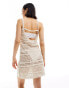 Фото #3 товара ASOS DESIGN knitted open stitch strappy mini dress in cream