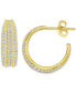 ფოტო #1 პროდუქტის Cubic Zirconia Tapered Small Hoop Earrings in 14k Gold-Plated Sterling Silver, 0.7"