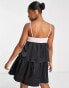 Фото #2 товара Pieces Premium oversized bow tiered mini dress in black & pink