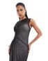 Фото #4 товара ASOS DESIGN mesh sleeveless ruched detail maxi dress in black