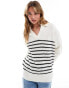 Фото #1 товара Threadbare collared v neck oversized jumper in stripe