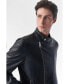 ფოტო #2 პროდუქტის Men's Genuine Leather Motorcycle Jacket, Black