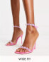 Фото #2 товара Public Desire Wide Fit Sydney tie ankle sandals with clear embellishment in pink