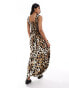 JDY shirred top maxi dress in leopard print