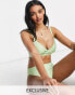 Peek & Beau Fuller Bust Exclusive wrap over bikini top in gingham green