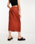 Фото #3 товара Threadbare linen look knot front midi skirt in rust